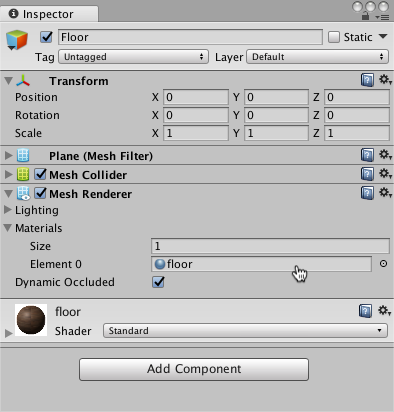 The Floor in the Inspector window