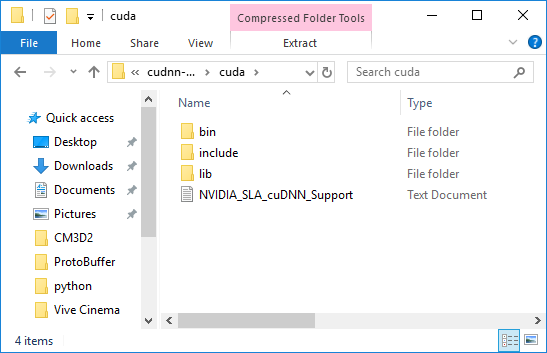 cuDNN zip files