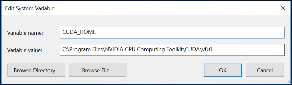 system variable names and values