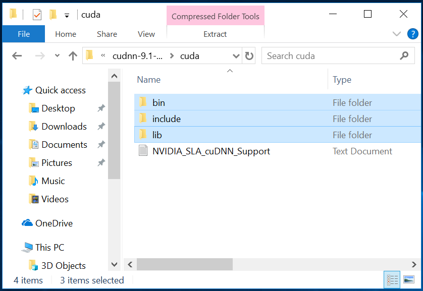 cuDNN zip files