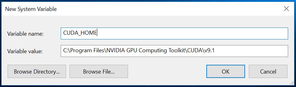 system variable names and values