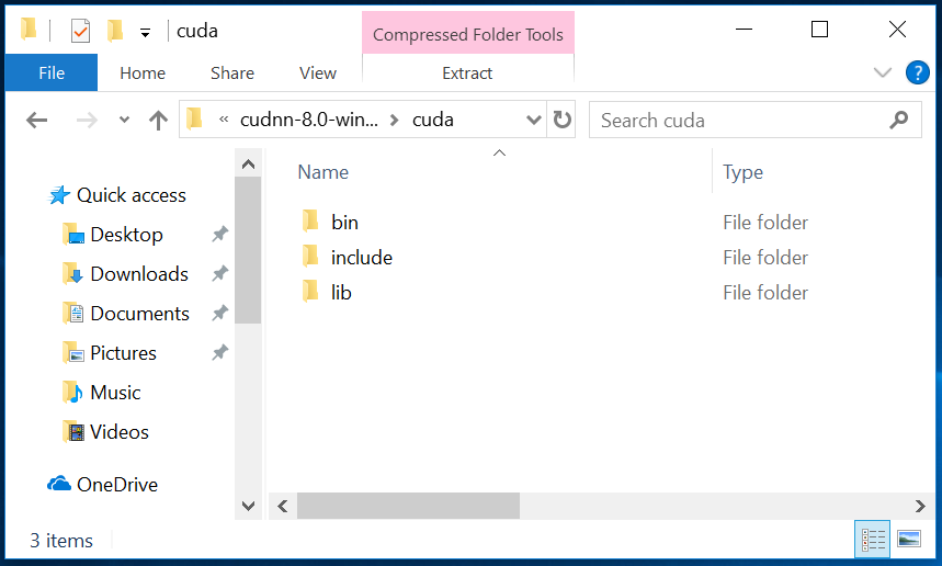 cuDNN zip files